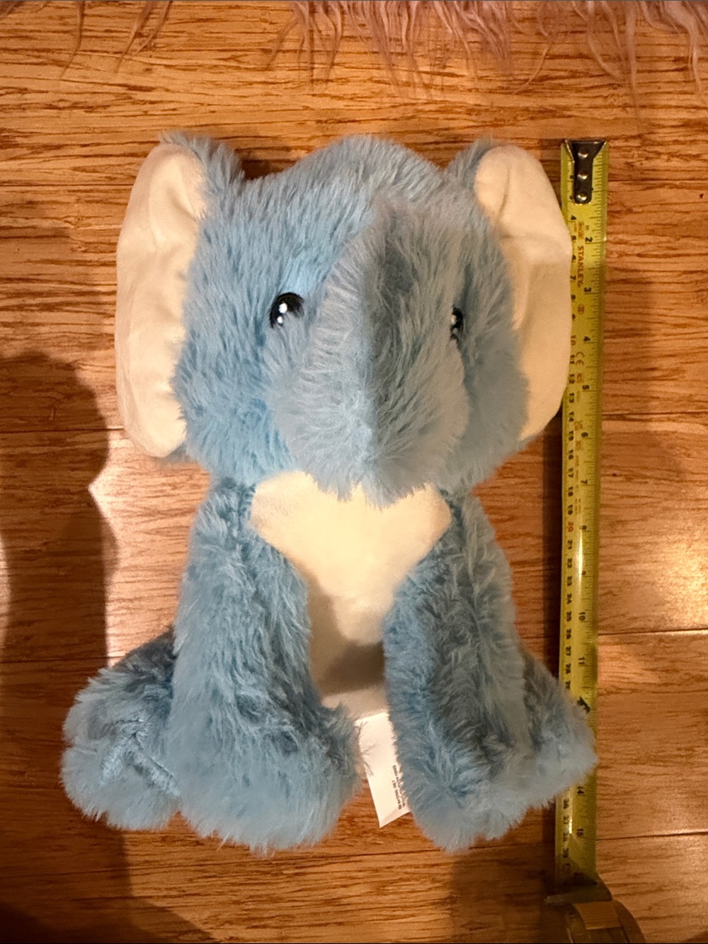 Light Blue Plush Elephant Toy with Cream Ear Accents